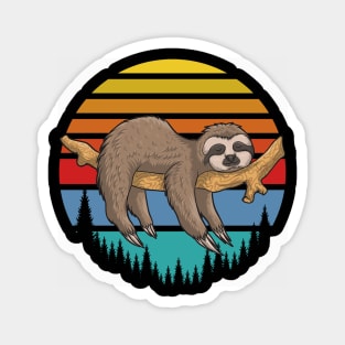 Retro Sunset Sleeping Sloth Magnet