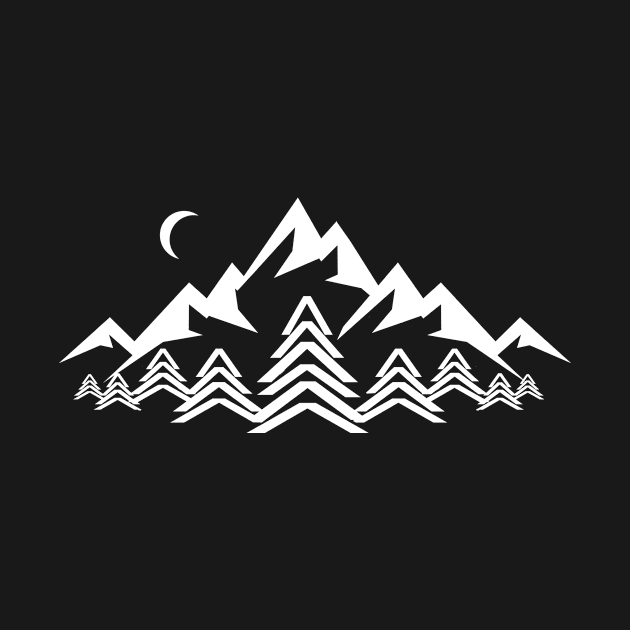 abstract mountain forest crescent moon by pholange