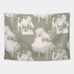 Neutral Safari Toile Pattern Tapestry