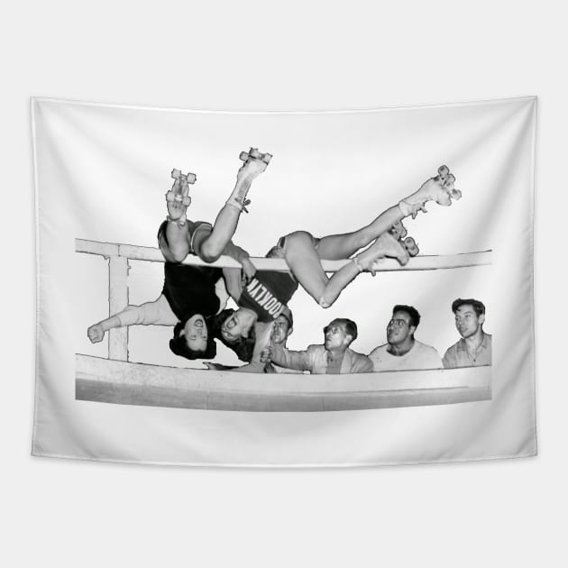 CRAZY ROLLER DERBY FALL gerry murray chicago Tapestry by Luckythelab