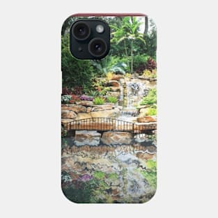 Tropical Waterfall with an Abstract Painting Reflection Phone Case