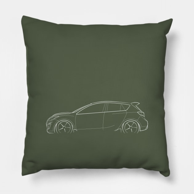 Mazda3 MPS BL Mazdaspeed 3 - profile stencil, white Pillow by mal_photography