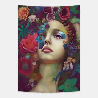 Surreal Art Flowers Floral Dreamy Surrealism Tapestry