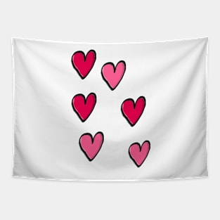 Red and Pink Hearts Tapestry