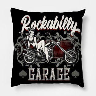 Rockabilly Garage Biker Pin-Up Girl Pillow