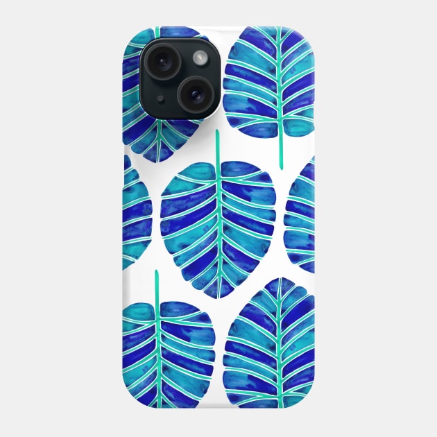 Blue Alocasia pattern Phone Case by CatCoq