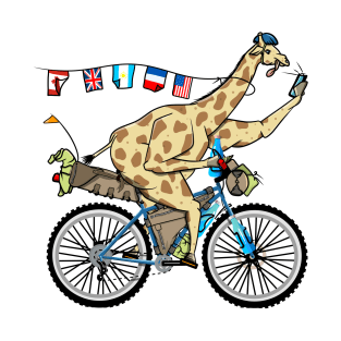 Giraffe riding a bikepacking bike T-Shirt