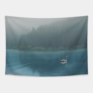 Swan on a tranquil lake Tapestry