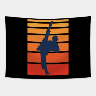 Retro Taekwondo Silhouette Tapestry