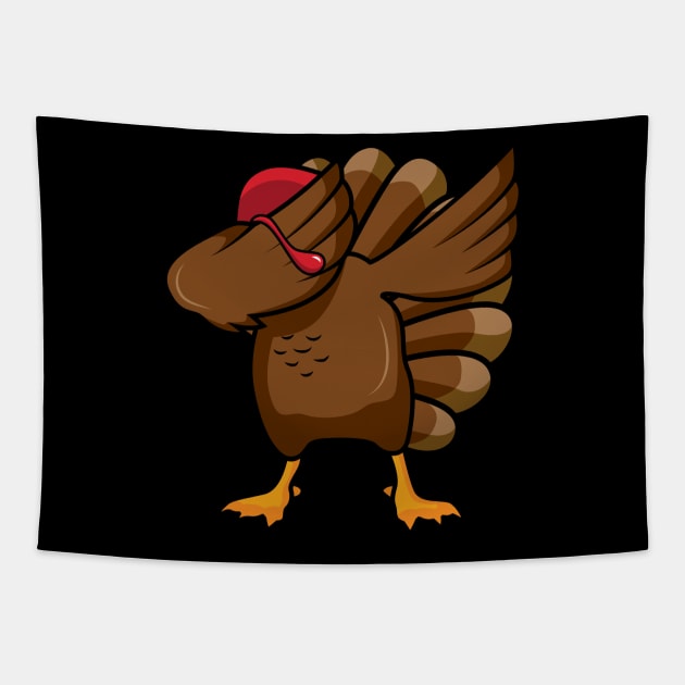'Dabbing Turkey' Funny Thanksgiving Turkey Tapestry by ourwackyhome