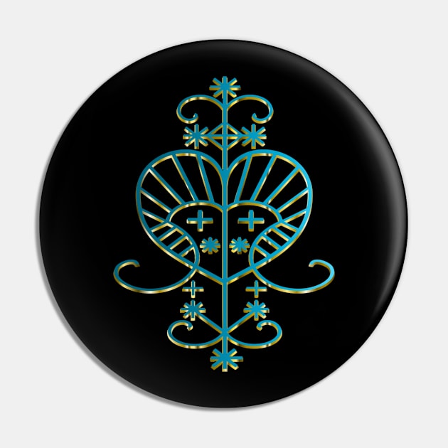 Erzulie Voodoo Veve - Teal Pin by geodesyn