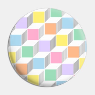 Pastel Colours, Cube, Geometric Pin