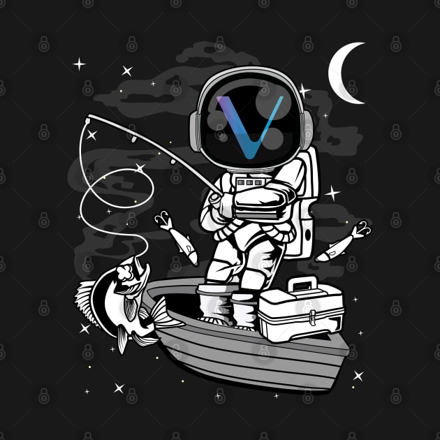 Astronaut Fishing Vechain VET Coin To The Moon Crypto Token Cryptocurrency Blockchain Wallet Birthday Gift For Men Women Kids by Thingking About