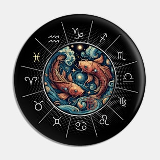 ZODIAC Pisces - Astrological PISCES - PISCES - ZODIAC sign - Van Gogh style - 5 Pin