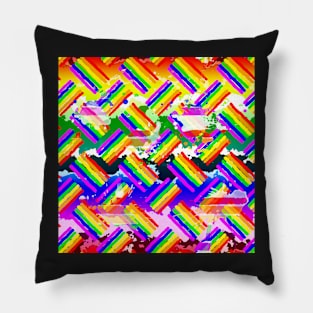 Rainbow Flags And Rainbow Stripes Pillow