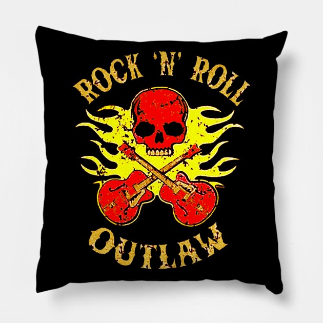 Rock 'n' Roll Outlaw (Colour 3) Pillow by CosmicAngerDesign