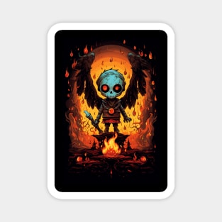 Skull with wings and holding a fireball Magnet