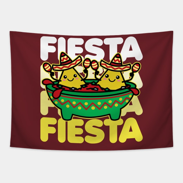 Let's Fiesta Kawaii Chips & Salsa Tapestry by DetourShirts