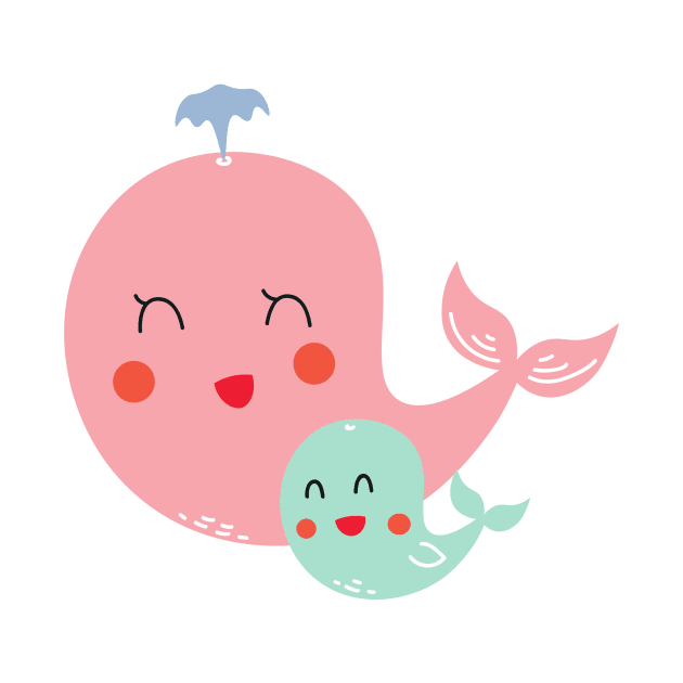 Mom and Baby Whale pink by nezar7