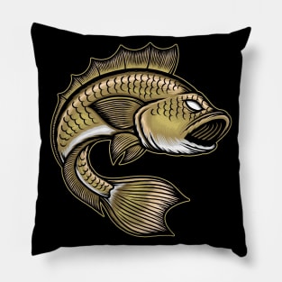 Big bass fish illustration Pillow