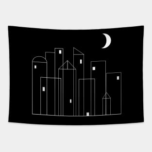 Nightowls (Ghost Town) - Black and White Abstract Tapestry