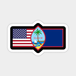 Guam Seal And Flag & American Flag Magnet