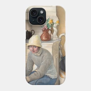 Girl with ice skates, interior from the school household, Falun by Carl Larsson Phone Case