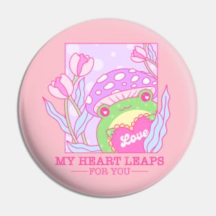 My Heart Leaps For You. Frog In Love. Happy Valentines Day Pin