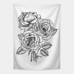 Bouquet of roses in black and white Tapestry