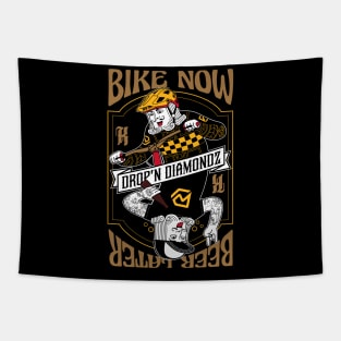 Bike Now Beer Later Tapestry