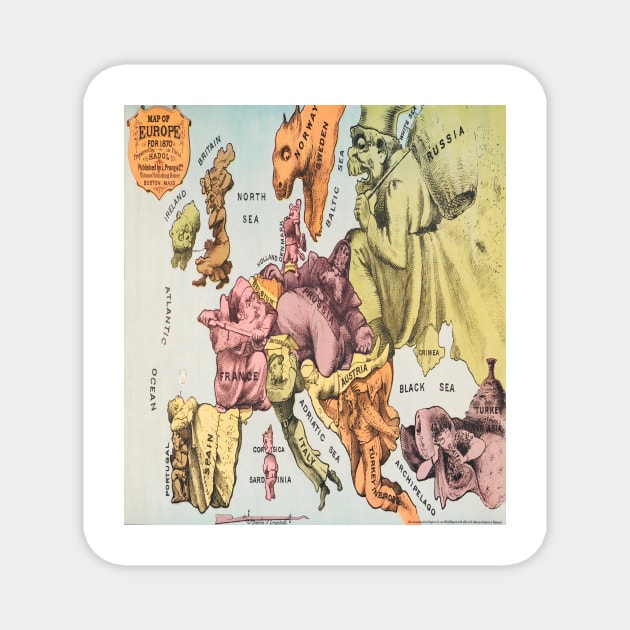 War Map of Europe: As seen through French eyes by Paul Hadol. Magnet by Garkbit's