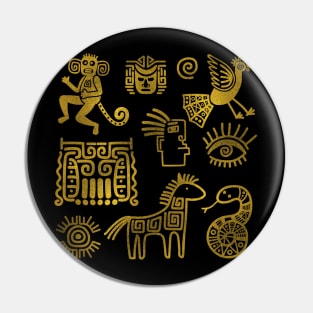 Aztec ancient animals gold symbols Pin