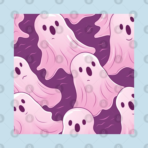 Cute pink ghosts pattern halloween by Andrew World