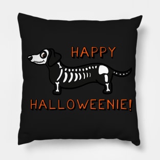 Happy Halloweenie Dachshund Skeleton Pillow