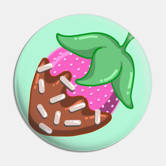 Chocolate Covered Strawberry with Sprinkles Fresh Berry Fun Dessert Design Pin by Nemui Sensei Designs