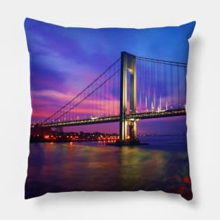 Verrazano Narrows Bridge Digital water color Pillow