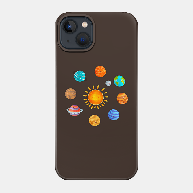 Planetas infantiles fondo blanco - Solar System - Phone Case