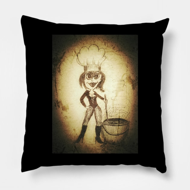 Witch cooks a special brew Pillow by Matt Starr Fine Art