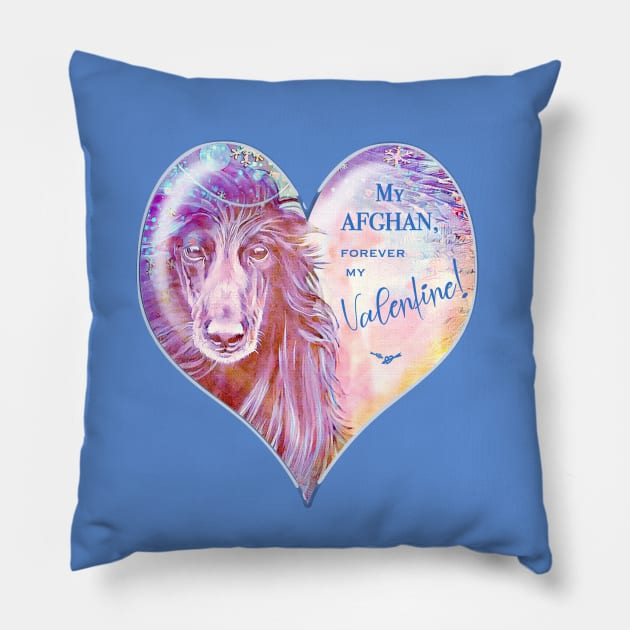 Black Afghan Hound. Forever my Valentine. Art. Pillow by chepea2