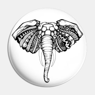 Elephant Illustration | Black and White Pin