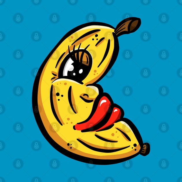 Lady Banana Cartoon Peel Character Yellow by Squeeb Creative