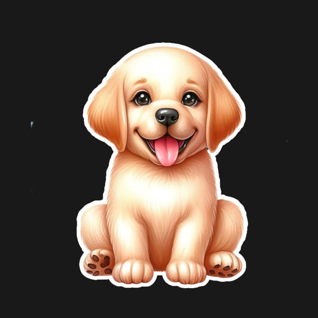 Cute golden labrador retriever water color dog pet by art poo