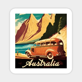 Australia Coastline Mountains Vintage Travel Art Poster Magnet