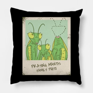 Praying Mantis Family Photo Funny Insect Quotes Pillow