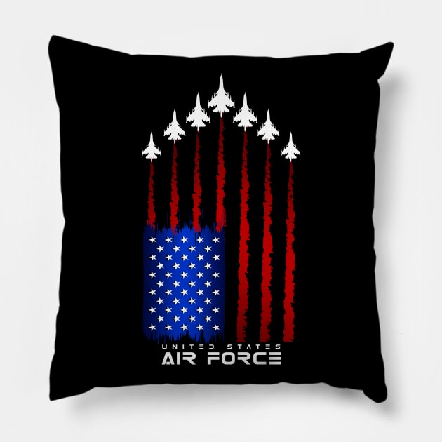 Air Force US Veterans 4th of July T shirt American Flag Pillow by aeroloversclothing