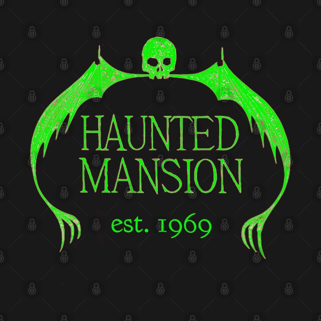 Haunted Mansion - Original logo - 50th Anniversary - Green T-Shirt by vampsandflappers