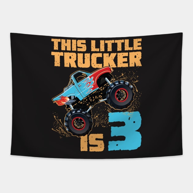 Monster Truck Shirt - 3rd Birthday Tapestry by redbarron