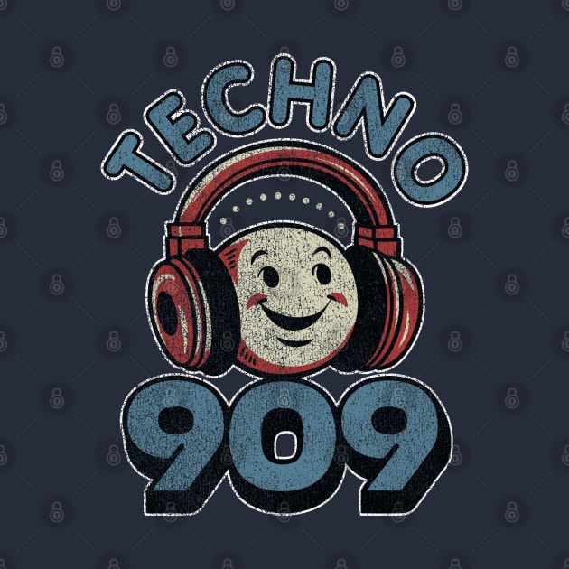 Techno 909 - Retro Vintage Distressed Logo by Dazed Pig