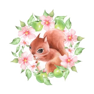 Squirrel and flowers T-Shirt