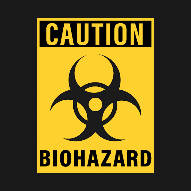 CAUTION BIOHAZARD CORONAVIRUS COVID-19  T-SHIRT DESIGN by Chameleon Living